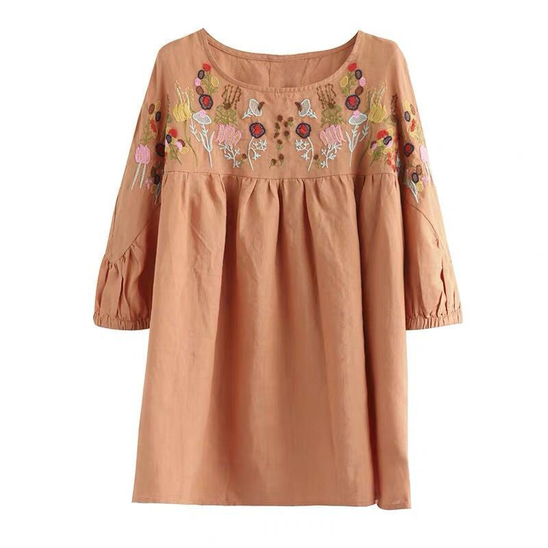 Floral Embroidery Cotton blouse for Women – Casual Loose Fit