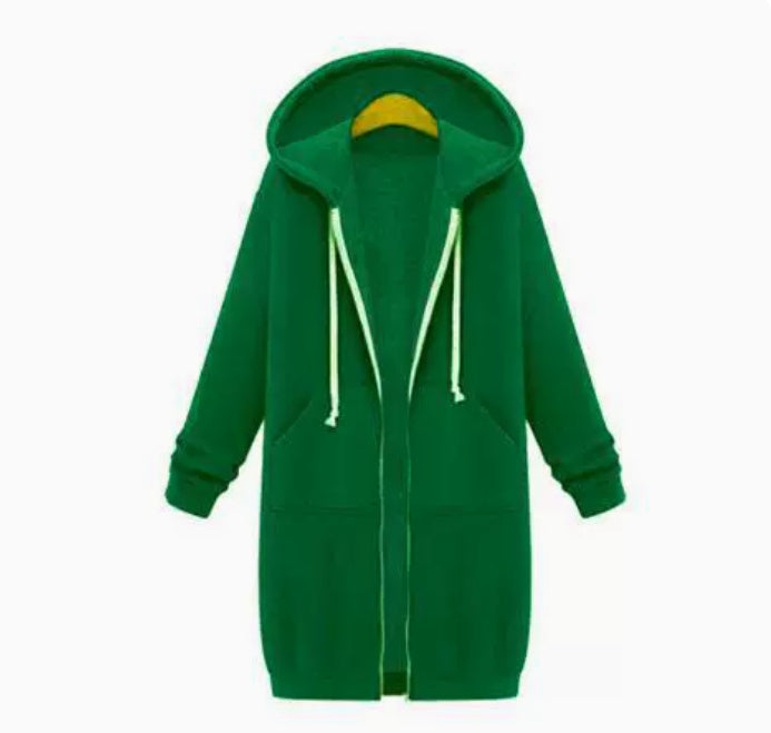 Women’s Hooded Long Sleeve Fleece Jacket – Casual Autumn /Winter Coat, High Quality✓