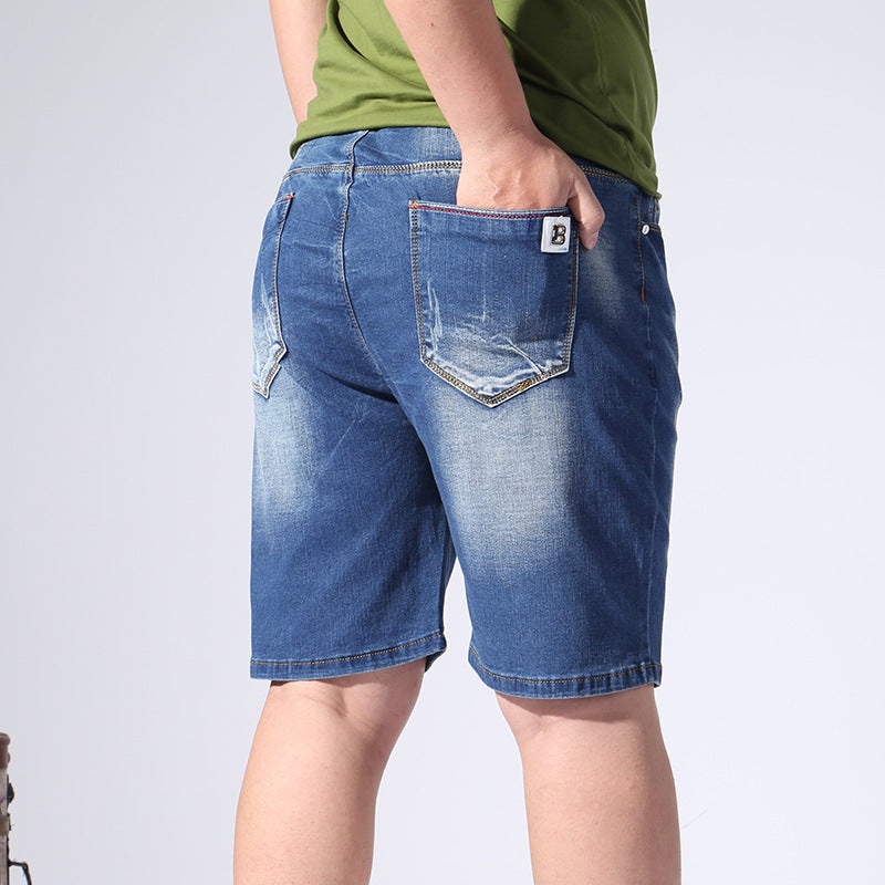 Men’s Elastic Waist Denim Shorts – Casual Summer Style