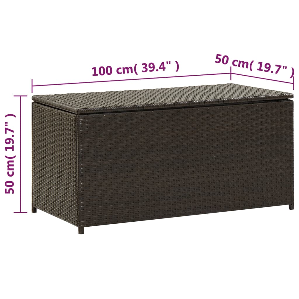 Garden Storage Box Poly Rattan 100x50x50 cm Brown