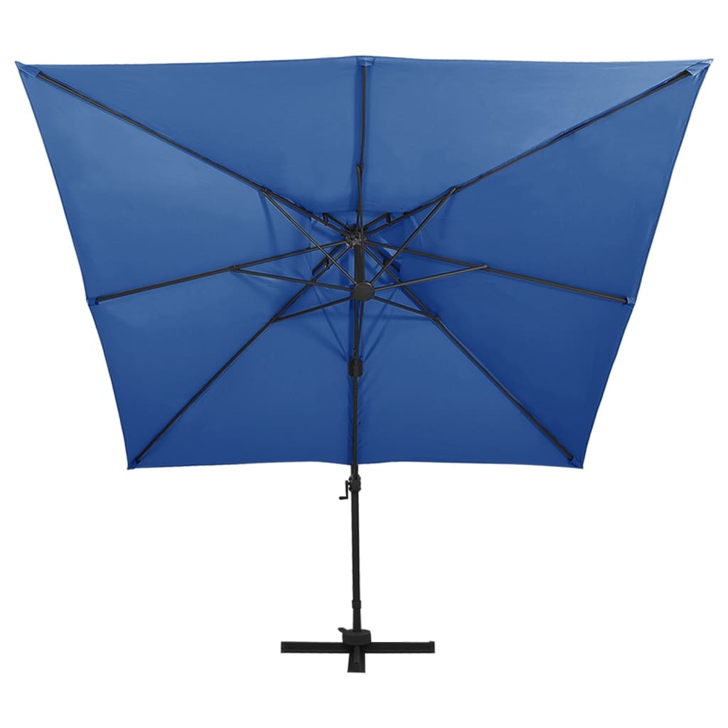 Cantilever Garden Parasol with Double Top 300x300 cm Azure Blue