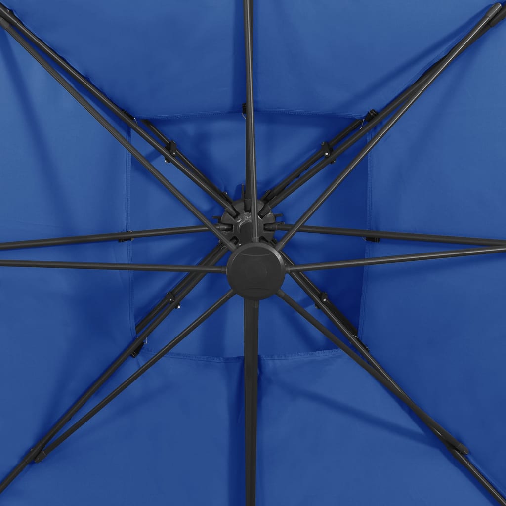 Cantilever Garden Parasol with Double Top 300x300 cm Azure Blue