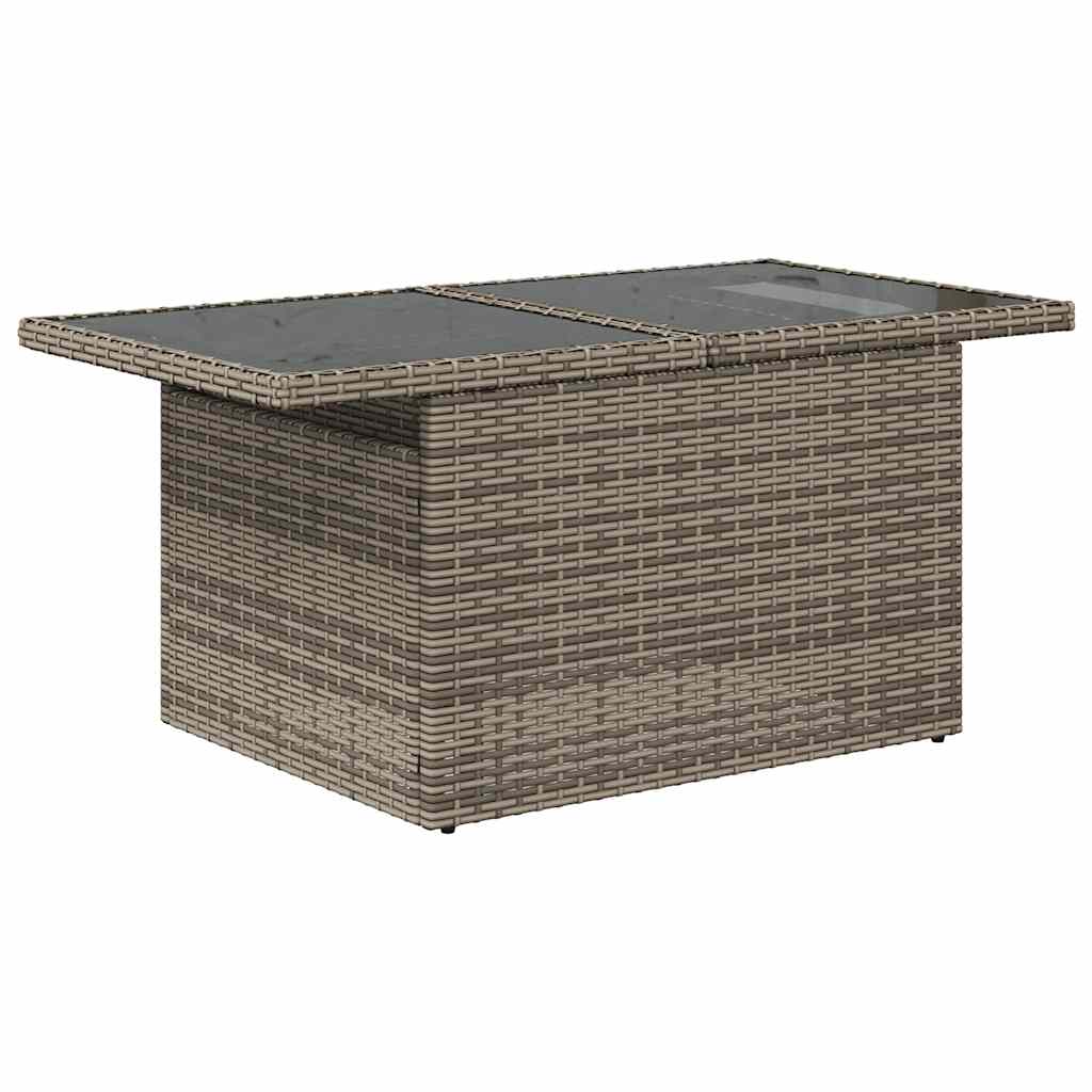 7 Piece Garden Sofa Set with Cushions Grey Poly Rattan Acacia