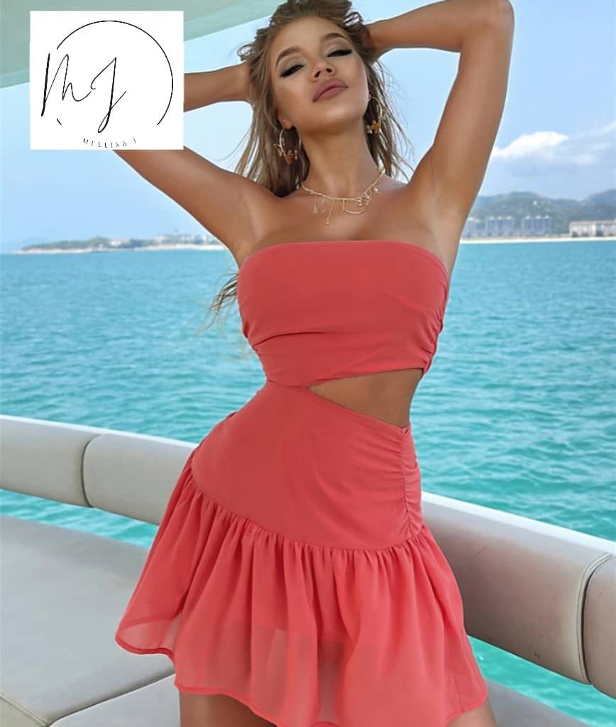 Summer Off Shoulder Cut-Out Ruffle Dress for Women