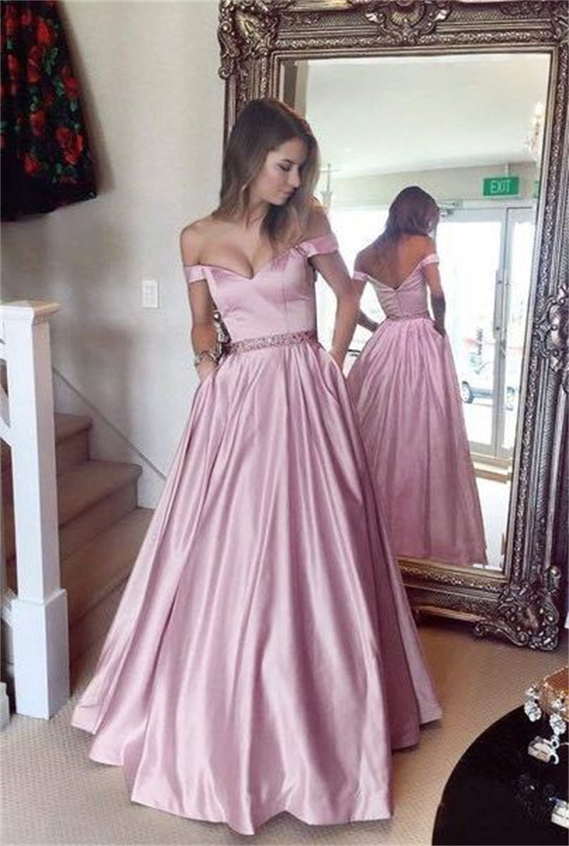 Women’s Solid Color Party Dress – Elegant & Chic