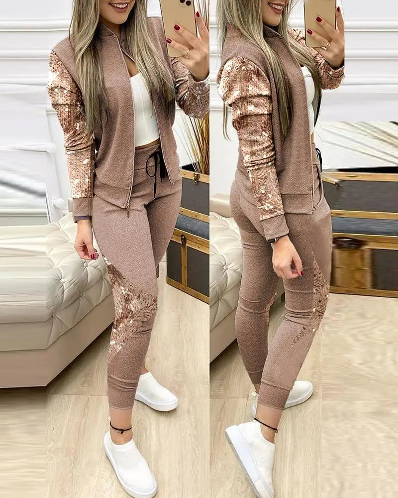 2025 Women’s Sportswear Set – Jacket + Pants Tracksuit Outfit