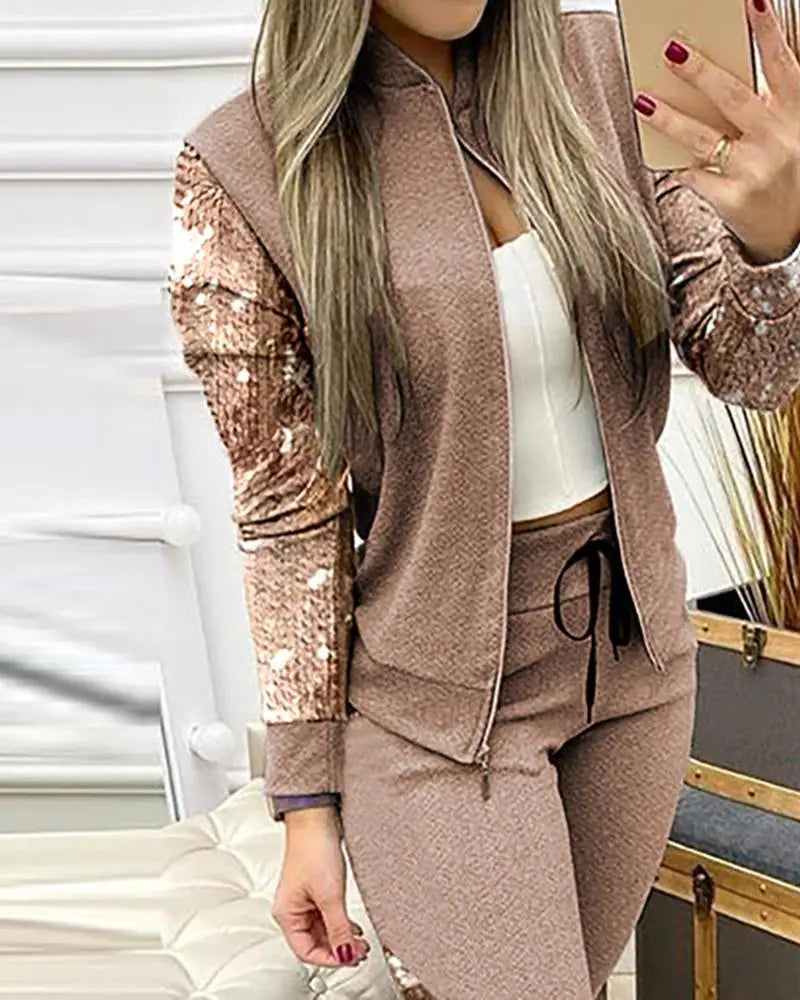 2025 Women’s Sportswear Set – Jacket + Pants Tracksuit Outfit