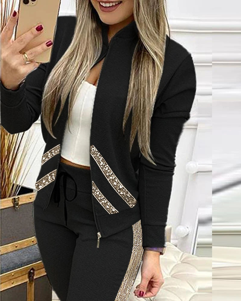 2025 Women’s Sportswear Set – Jacket + Pants Tracksuit Outfit