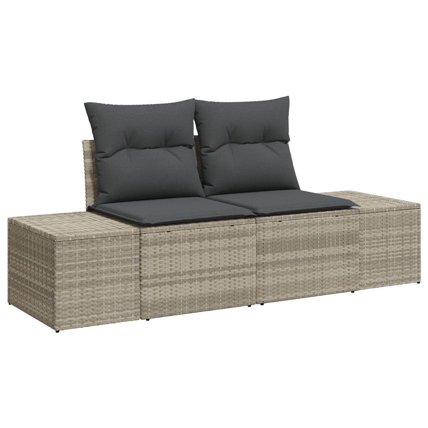 8 Piece Garden Sofa Set with Cushions Light Grey Poly Rattan