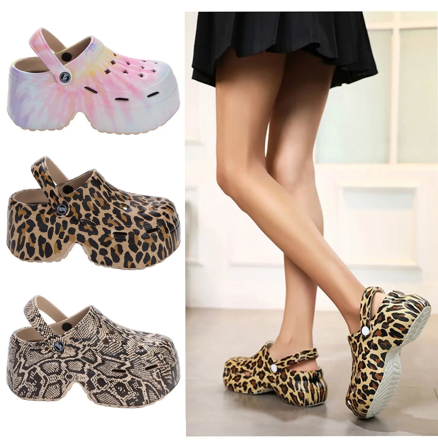 Women’s Platform Slide Sandals – Chunky Sole, Beach or Home Wear