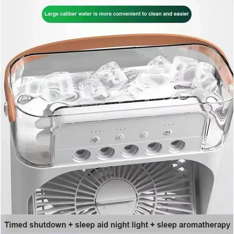 Portable 3-in-1 Mini Air Cooler – Fan, Humidifier, LED Light