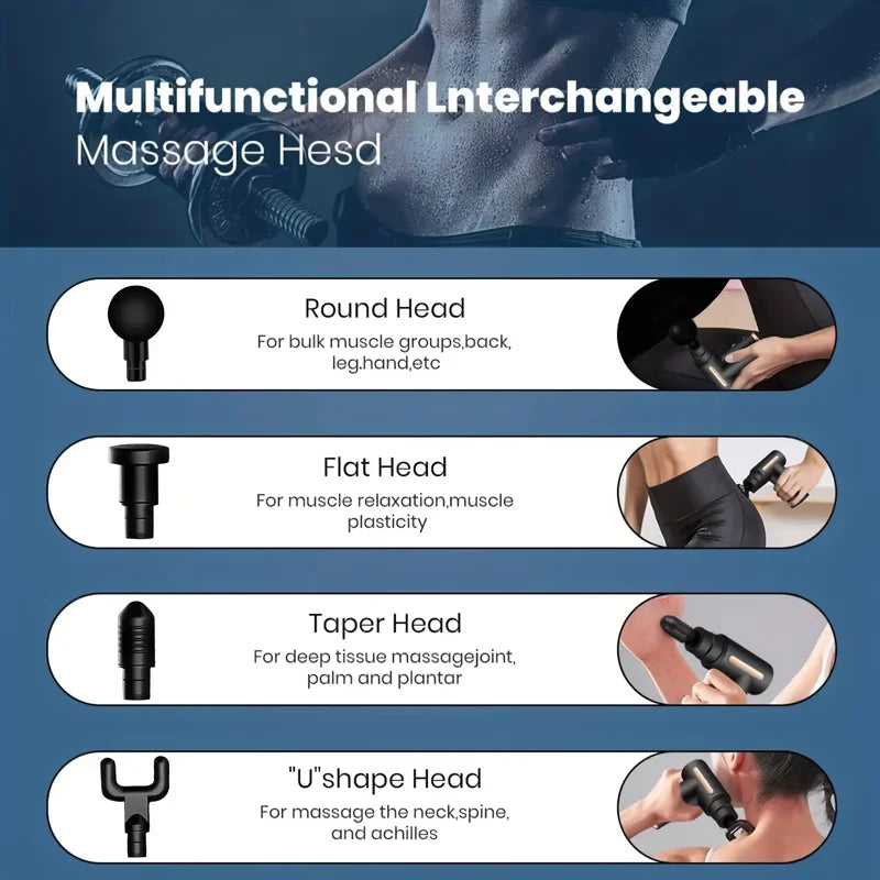 Mini<Portable muscle massage gun with deep tissue effect.