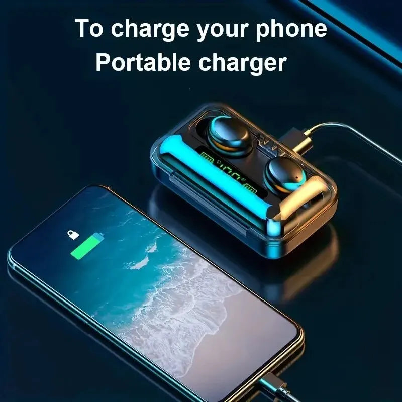 F9 Wireless Bluetooth Earbuds with Charging Case – Waterproof, LED Display