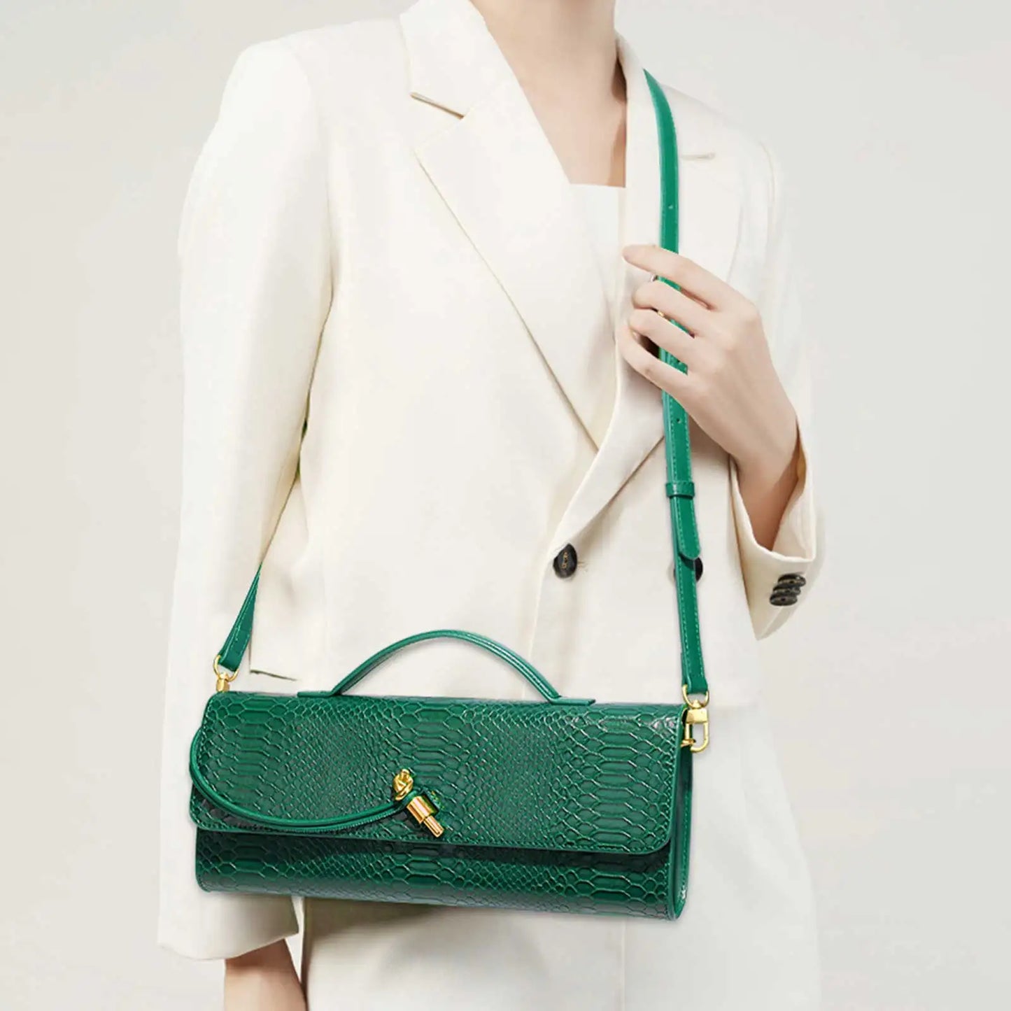 Stone Texture PU Leather Top-Handle Bag – Crossbody Style for Women