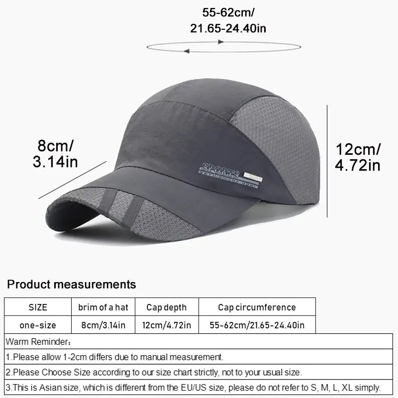 Sun Protection Sports Cap – Breathable, Adjustable, Quick Dry