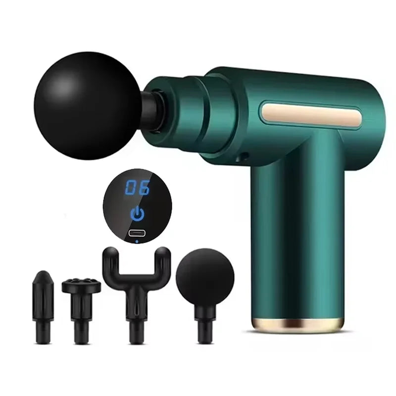 Mini<Portable muscle massage gun with deep tissue effect.