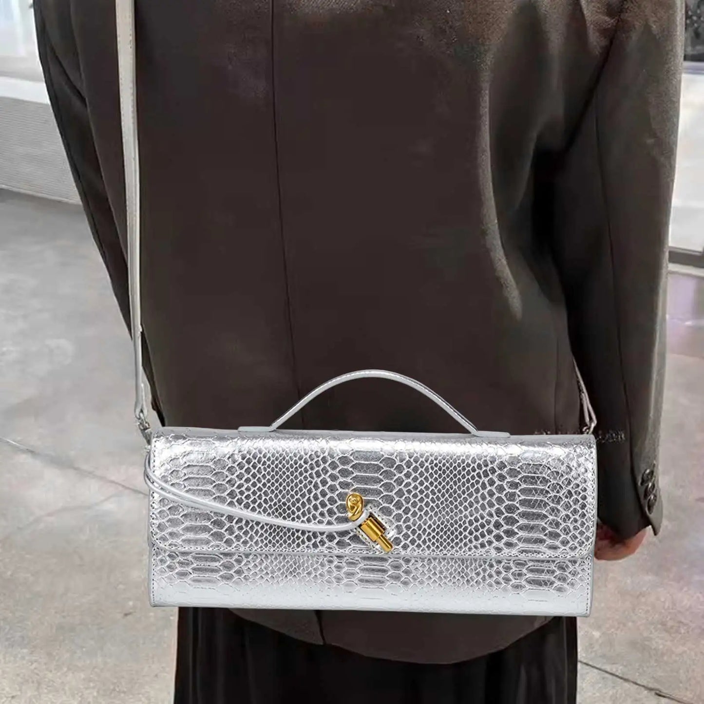 Stone Texture PU Leather Top-Handle Bag – Crossbody Style for Women