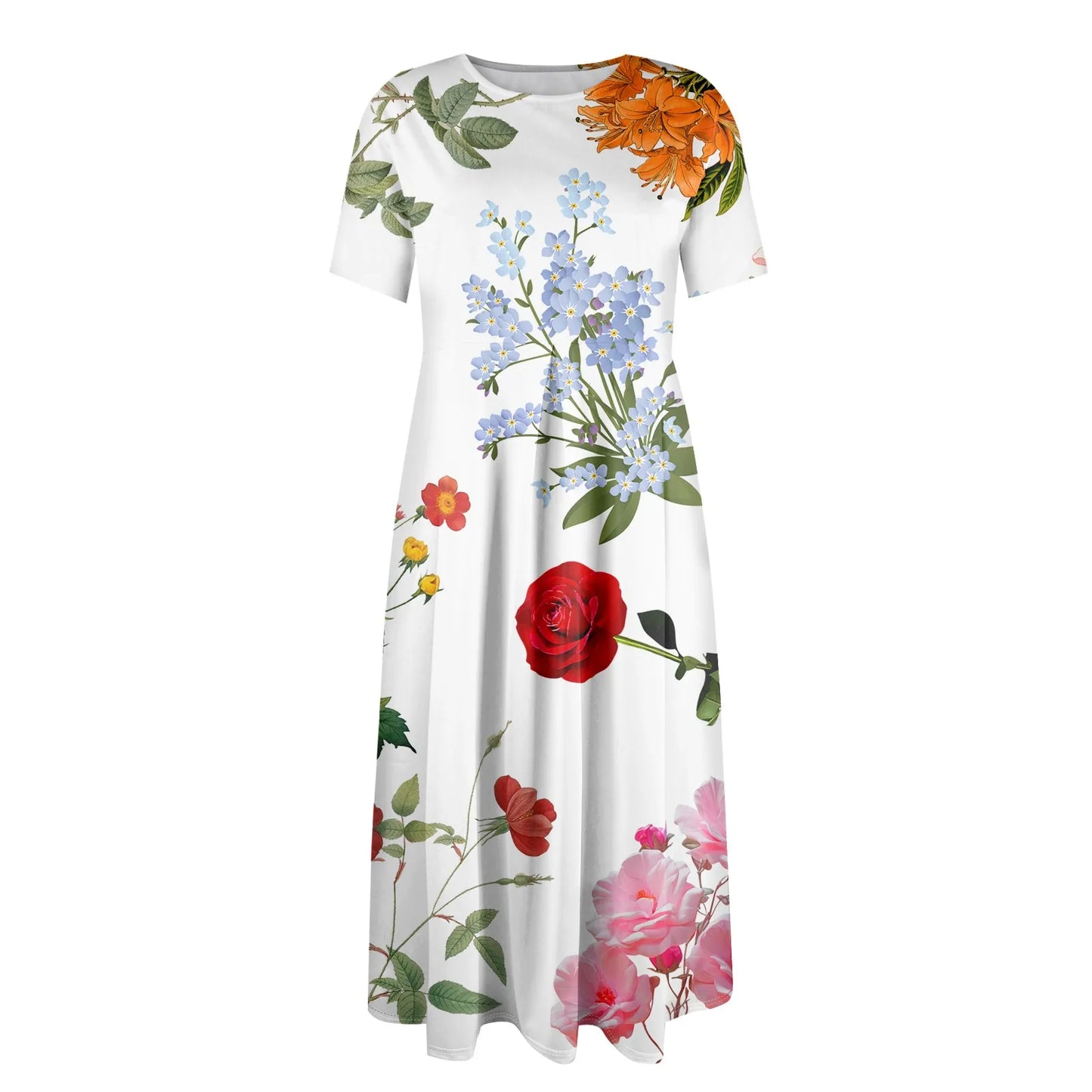 Plus Size Women’s Floral Printed Maxi Dress – Comfortable Beach or Casual Wear