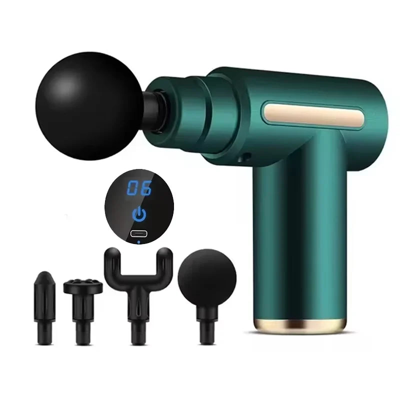 Mini<Portable muscle massage gun with deep tissue effect.