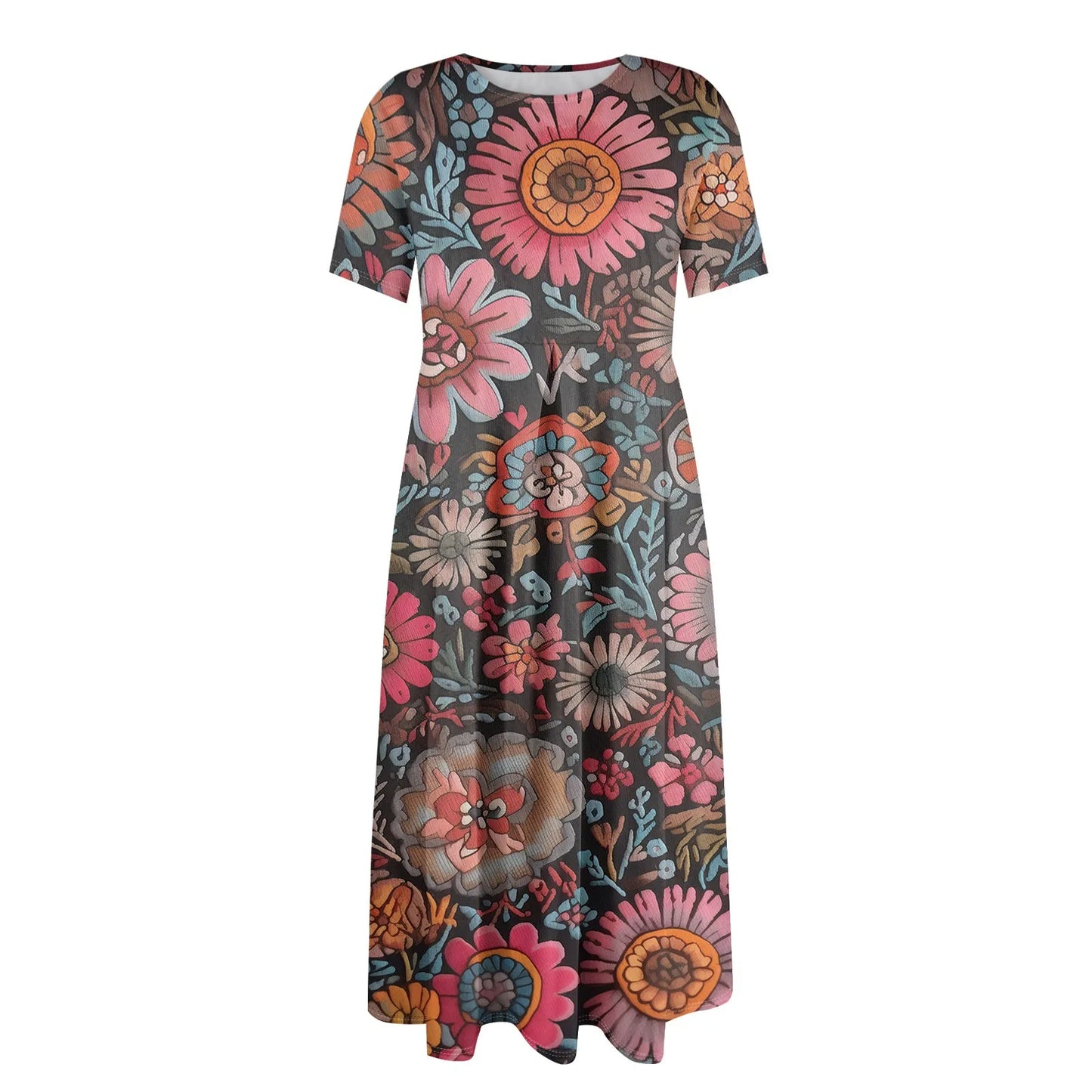 Plus Size Women’s Floral Printed Maxi Dress – Comfortable Beach or Casual Wear