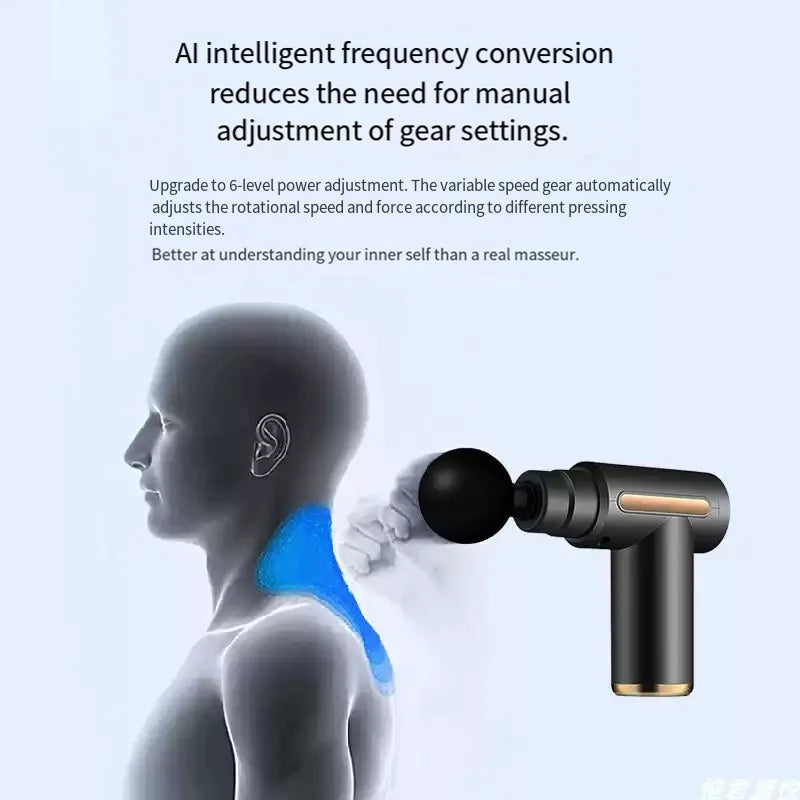 Mini<Portable muscle massage gun with deep tissue effect.