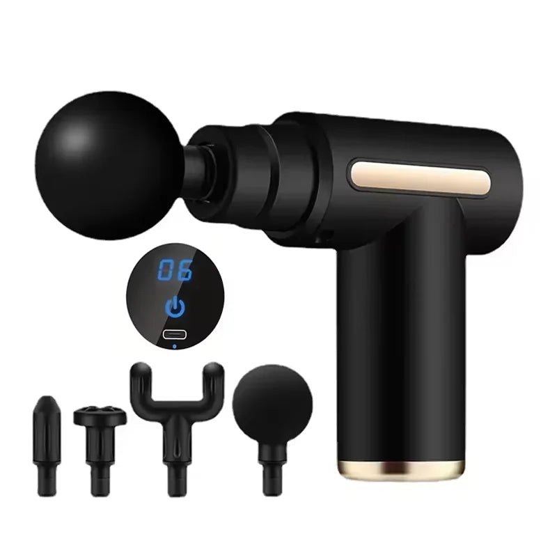 Mini<Portable muscle massage gun with deep tissue effect.