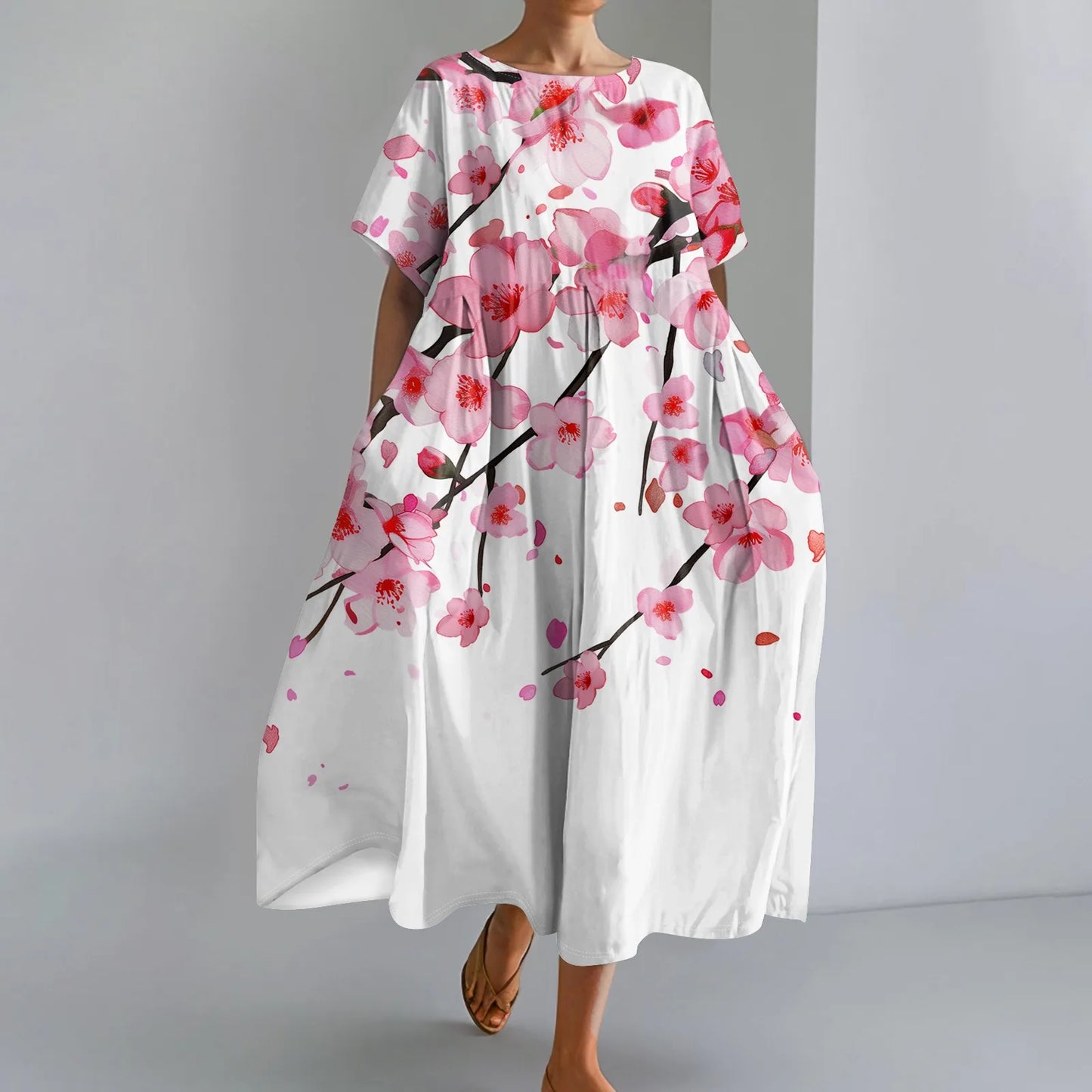 Plus Size Women’s Floral Printed Maxi Dress – Comfortable Beach or Casual Wear