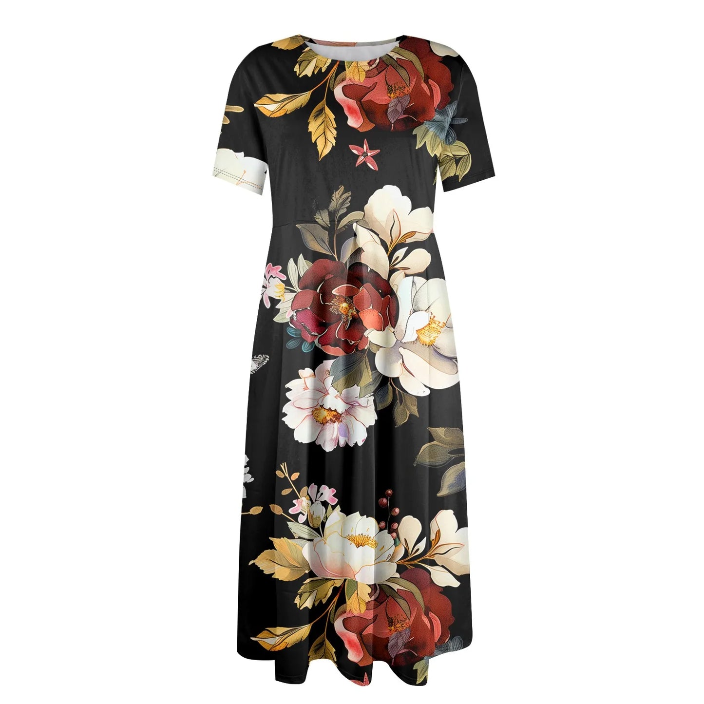 Plus Size Women’s Floral Printed Maxi Dress – Comfortable Beach or Casual Wear