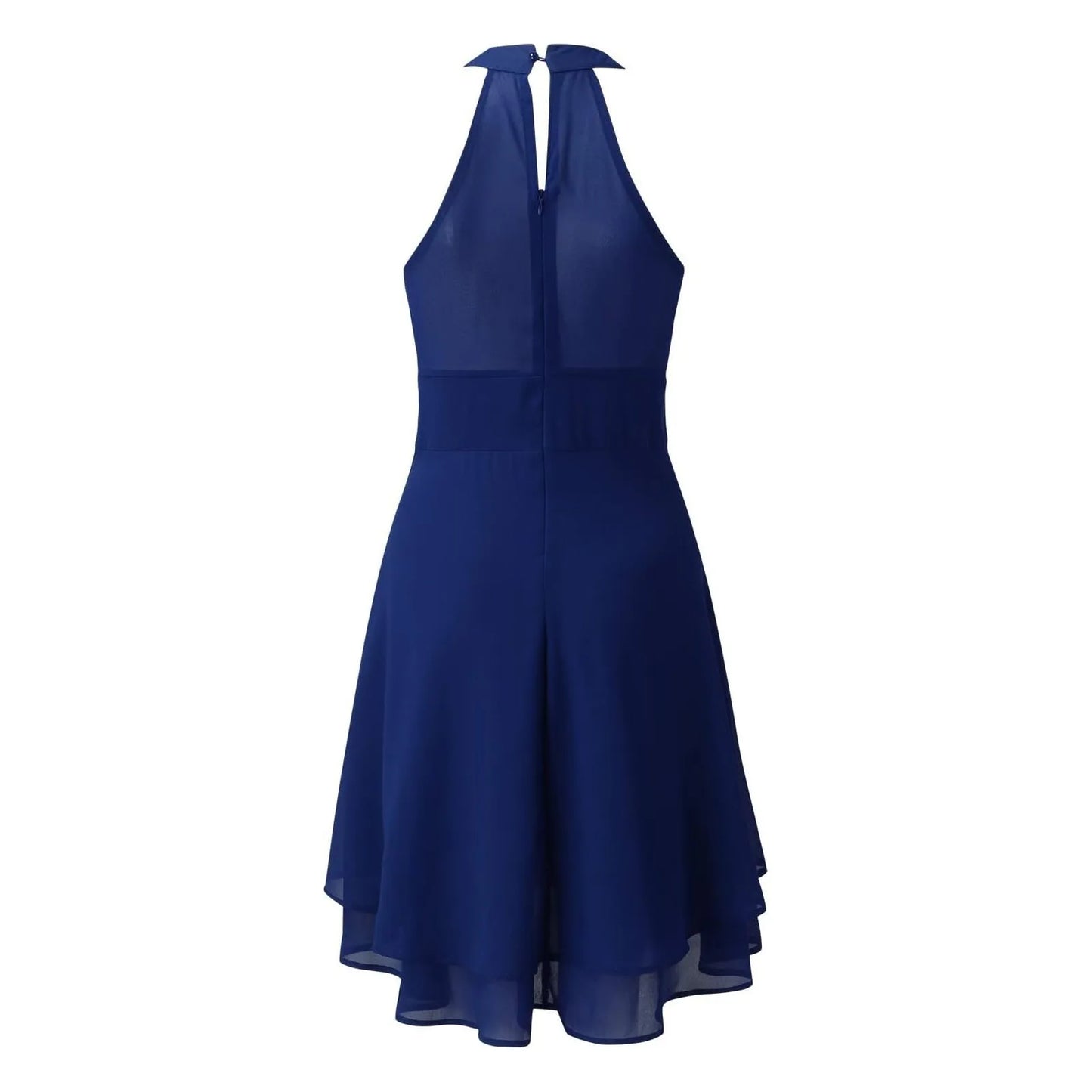 Women’s Chiffon Halter Dress – High Waist, Layered Sleeveless Design