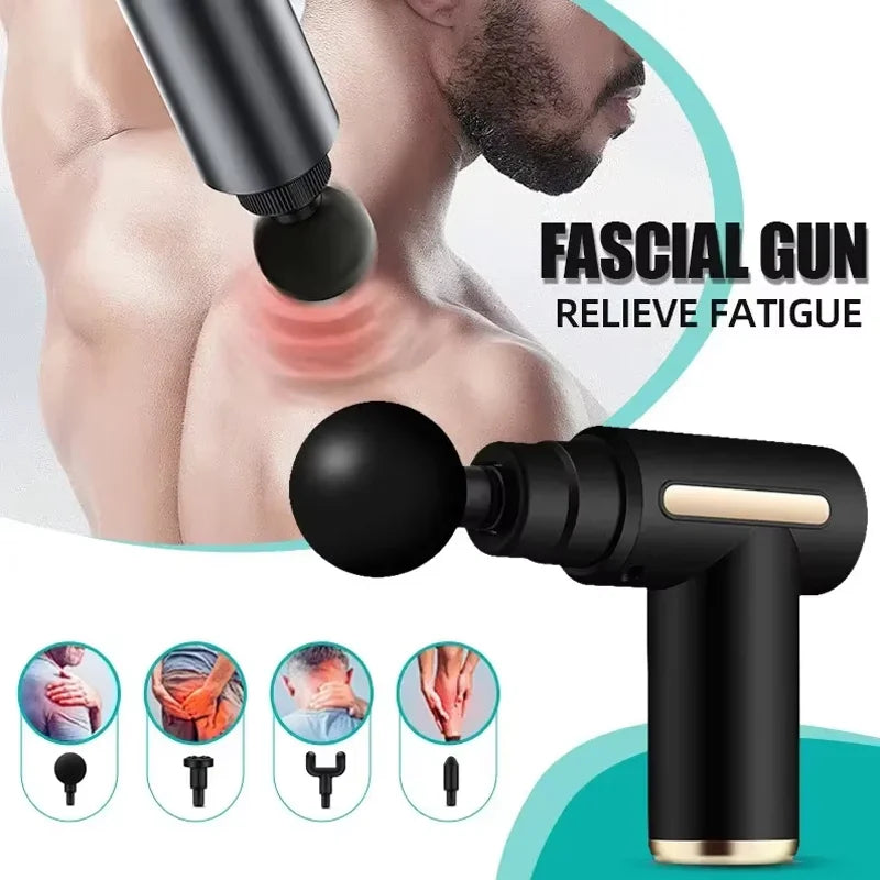 Mini<Portable muscle massage gun with deep tissue effect.