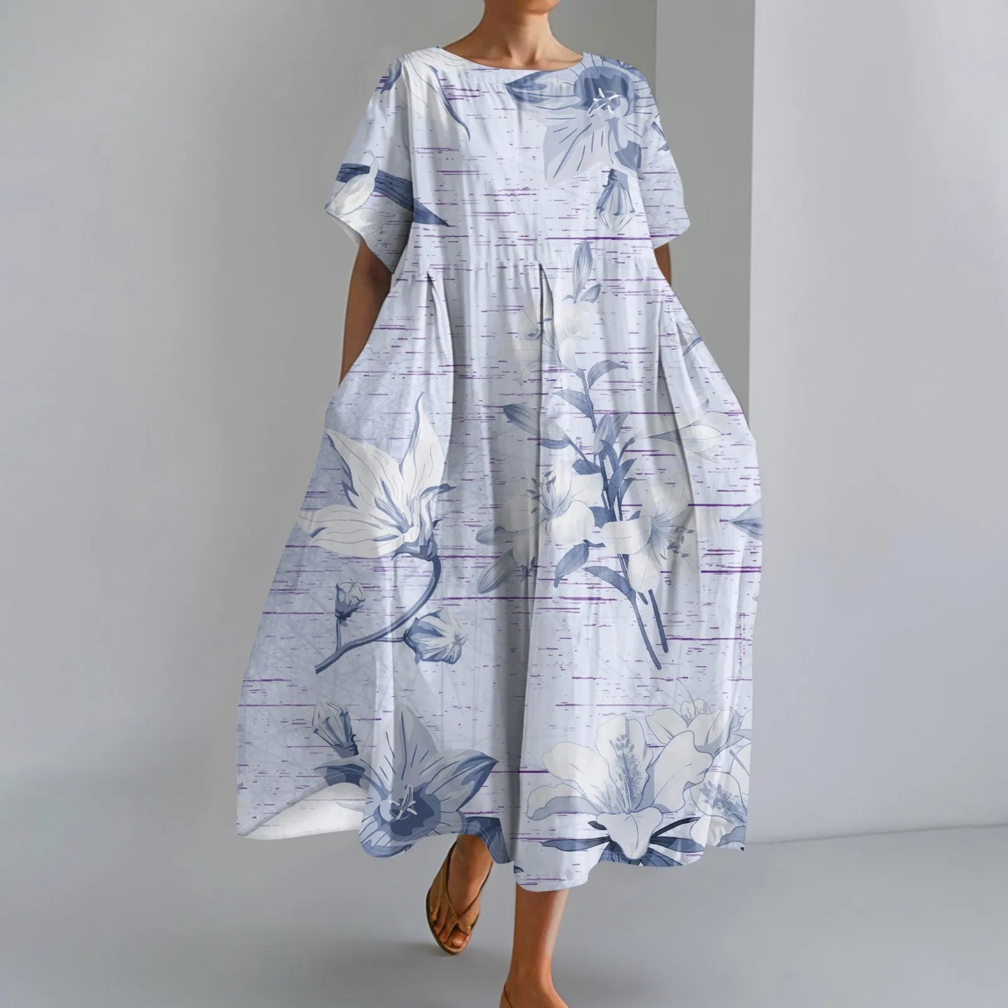 Plus Size Women’s Floral Printed Maxi Dress – Comfortable Beach or Casual Wear