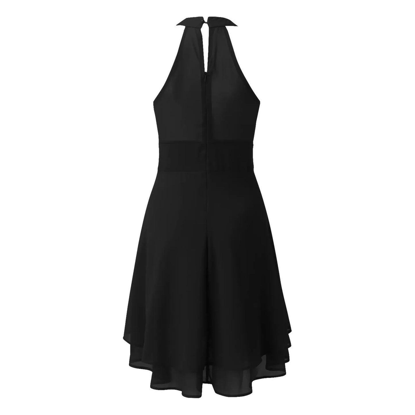 Women’s Chiffon Halter Dress – High Waist, Layered Sleeveless Design