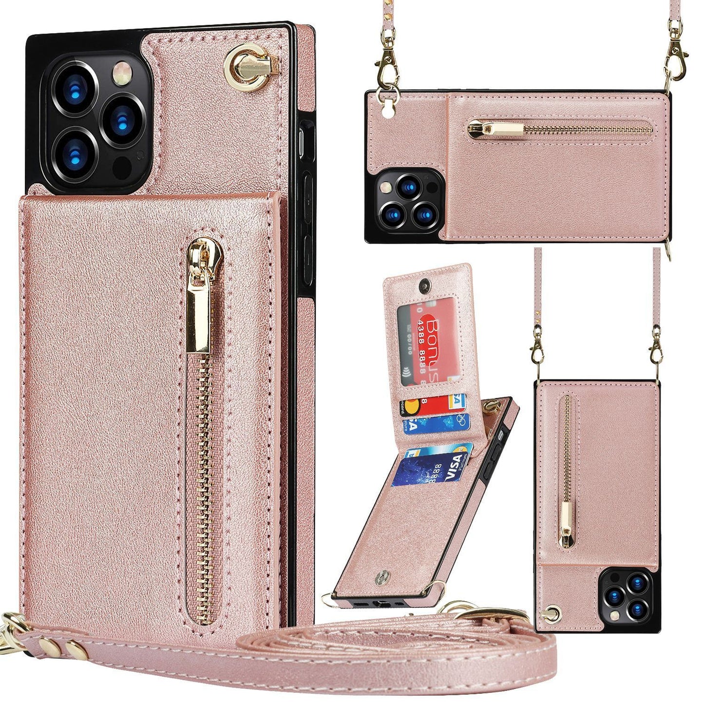 iPhone XR Crossbody iPhone Case – TPU Leather Wallet, Shockproof, Magnetic & Anti-Fall Cover