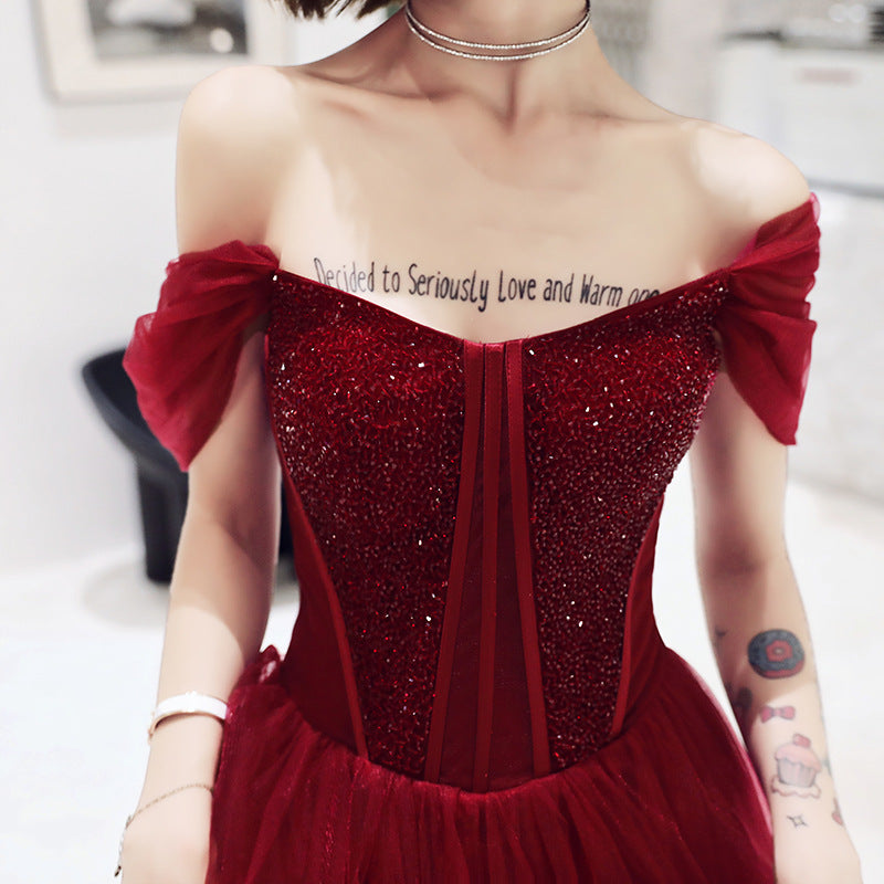 Modern Red Engagement Dress for Women – Elegant Formal Party Gown