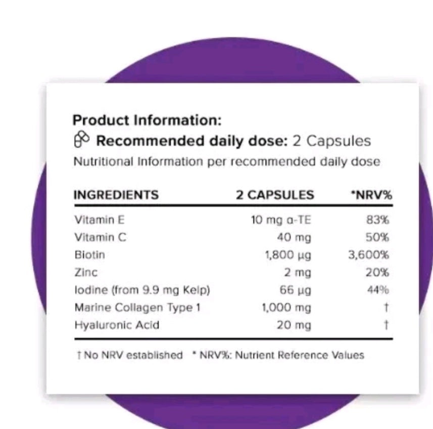 Collagen Complex – Marine Collagen Peptides with Hyaluronic Acid for Healthy Skin, Hair & Nails