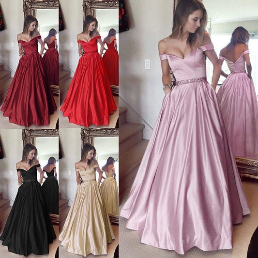 Women’s Solid Color Party Dress – Elegant & Chic