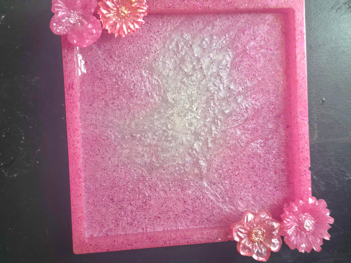 Pink Floral Resin Tray – Handmade Jewellery & Vanity Tray