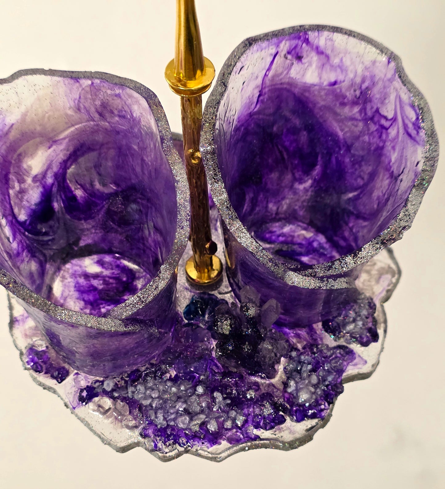 Luxury Purple Resin Set – Tiered Tray, Cups, Coasters & Bowls