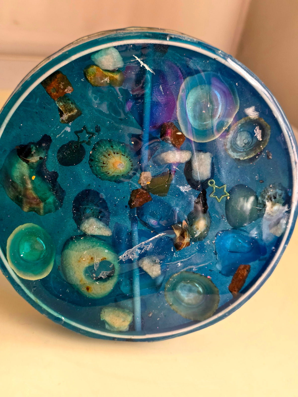 Ocean Blue Resin Incense Holder - top view full