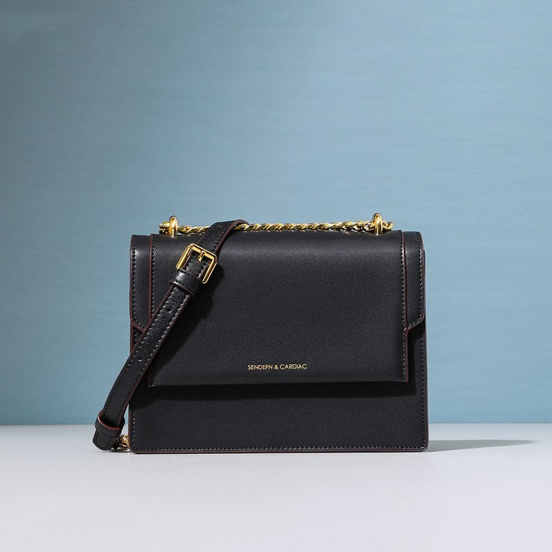 Women’s Leather Shoulder Bag – Small Square Messenger Bag with Two-Layer Cowhide