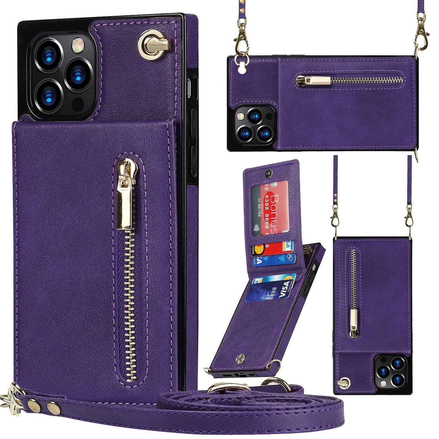 iPhone XR Crossbody iPhone Case – TPU Leather Wallet, Shockproof, Magnetic & Anti-Fall Cover