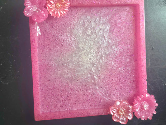 Pink Floral Resin Tray – Handmade Jewellery & Vanity Tray