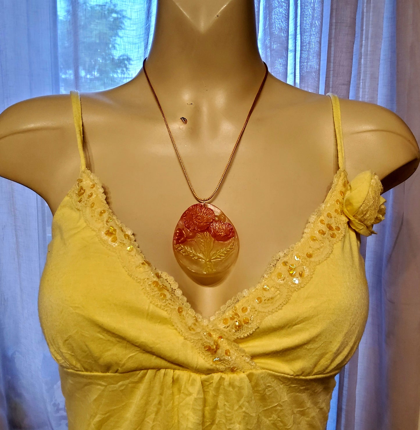 3D Resin Necklace – Dusty Rose & Gold