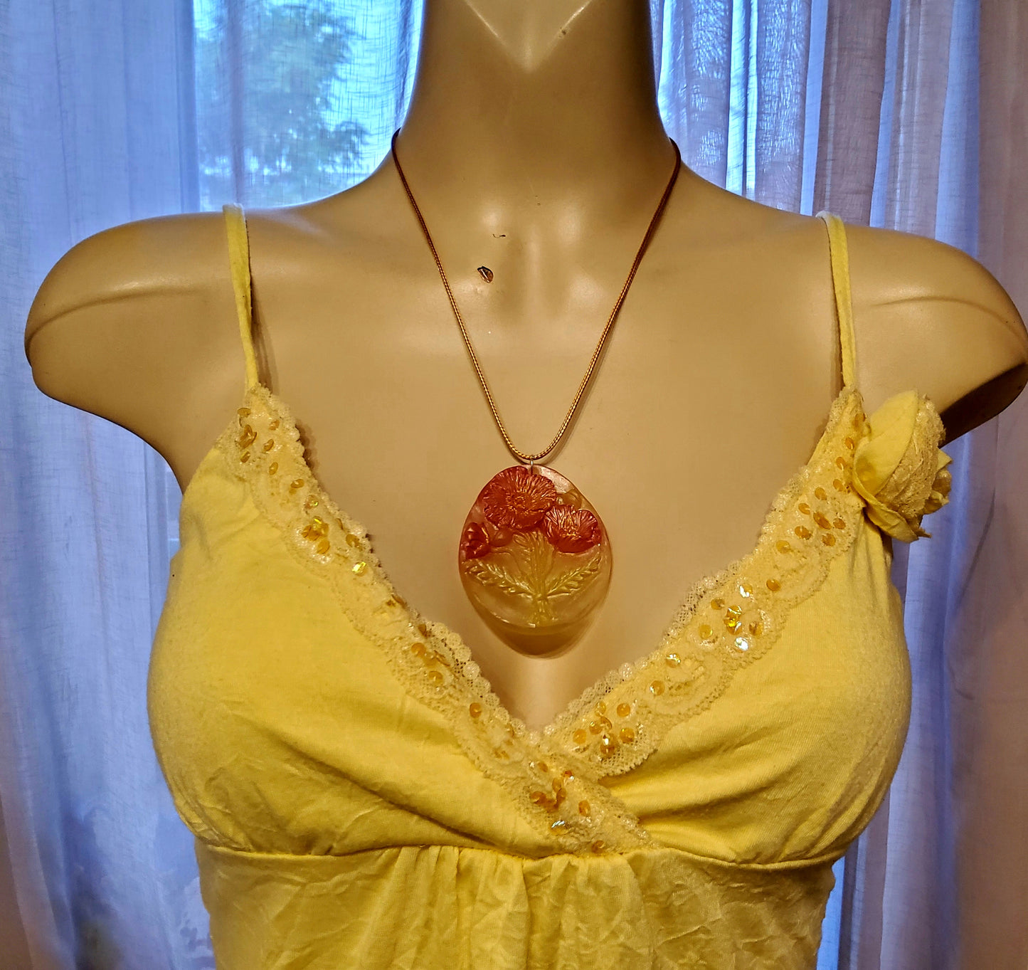 3D Resin Necklace – Dusty Rose & Gold