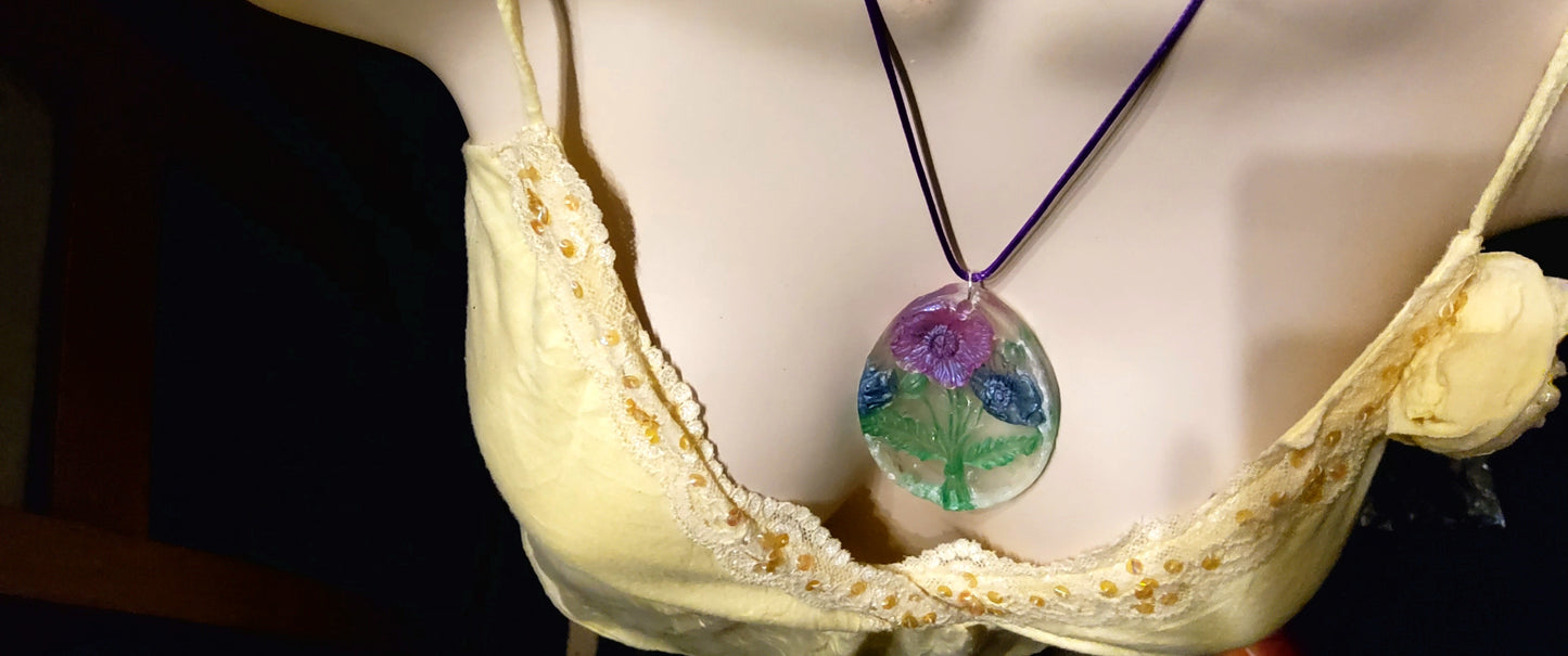 Handmade Resin Floral Pendant Necklace