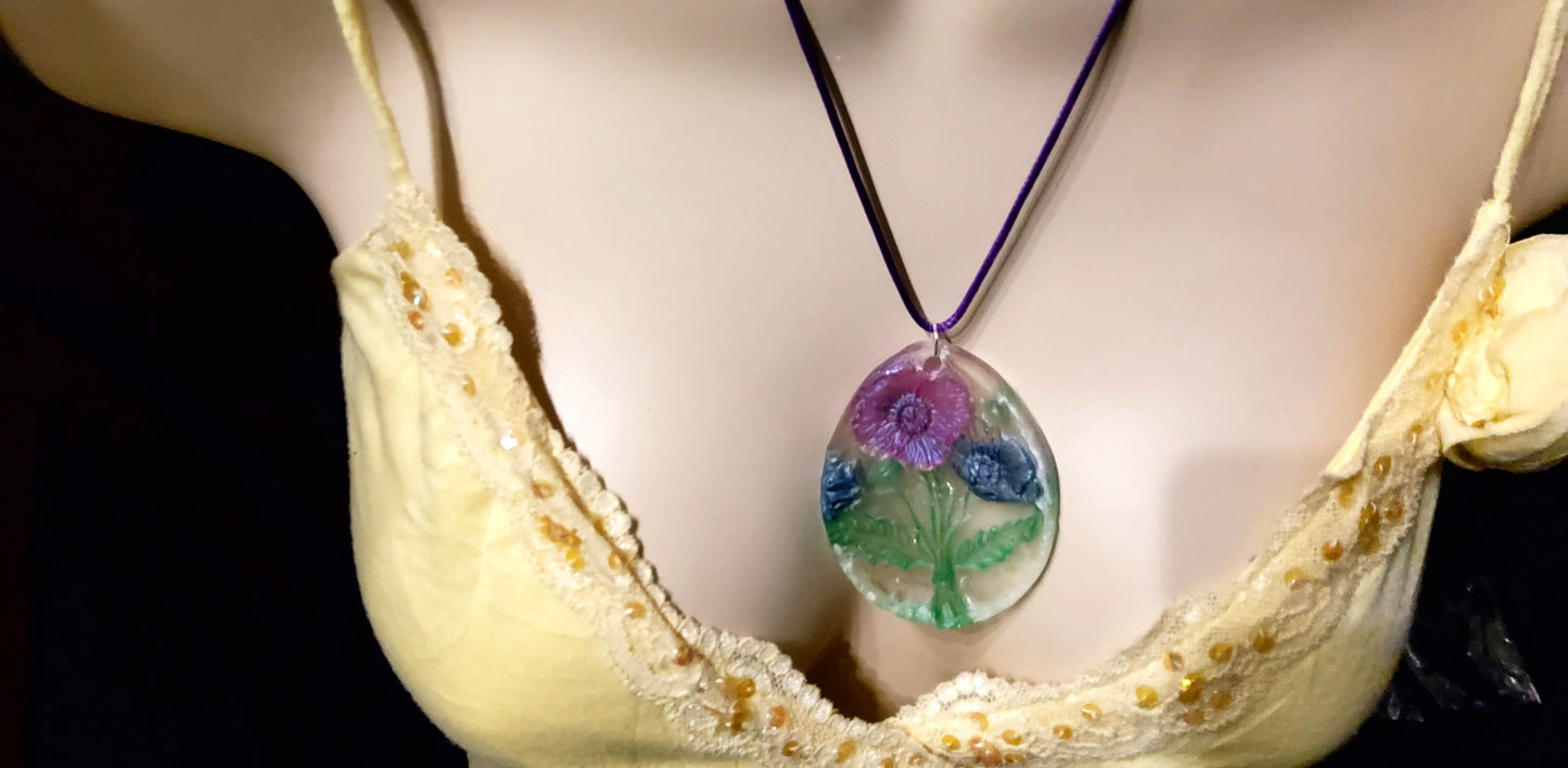 Handmade Resin Floral Pendant Necklace