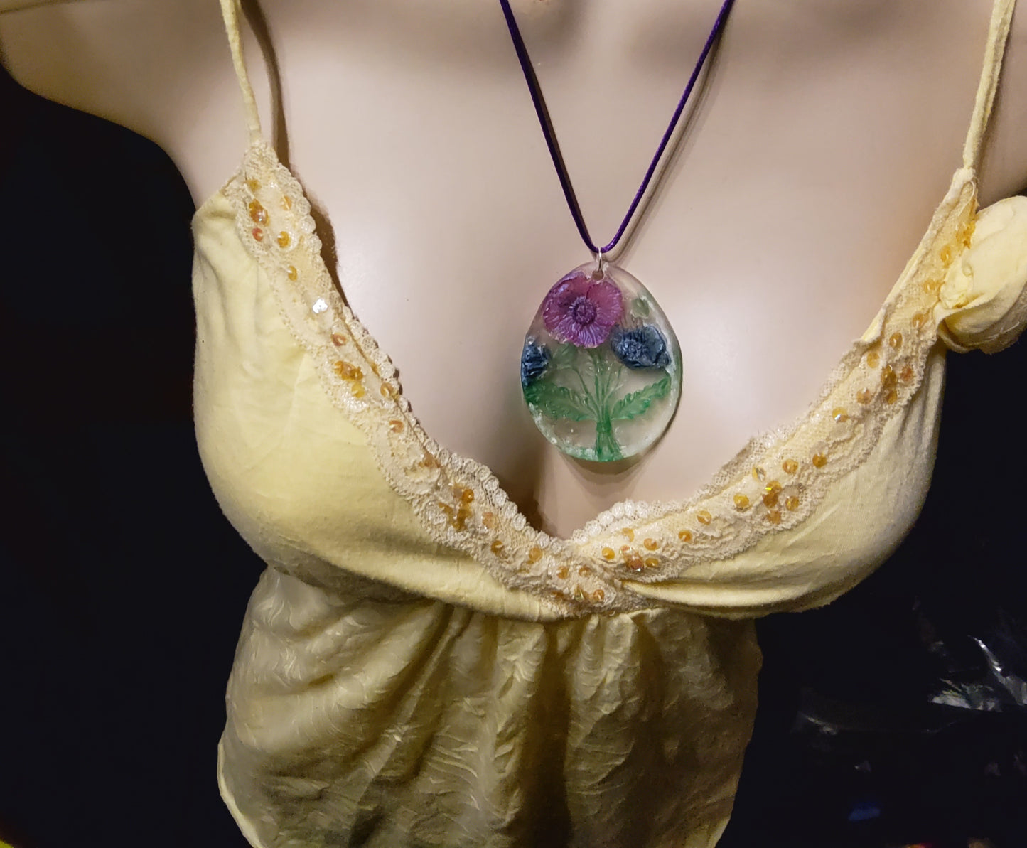Handmade Resin Floral Pendant Necklace
