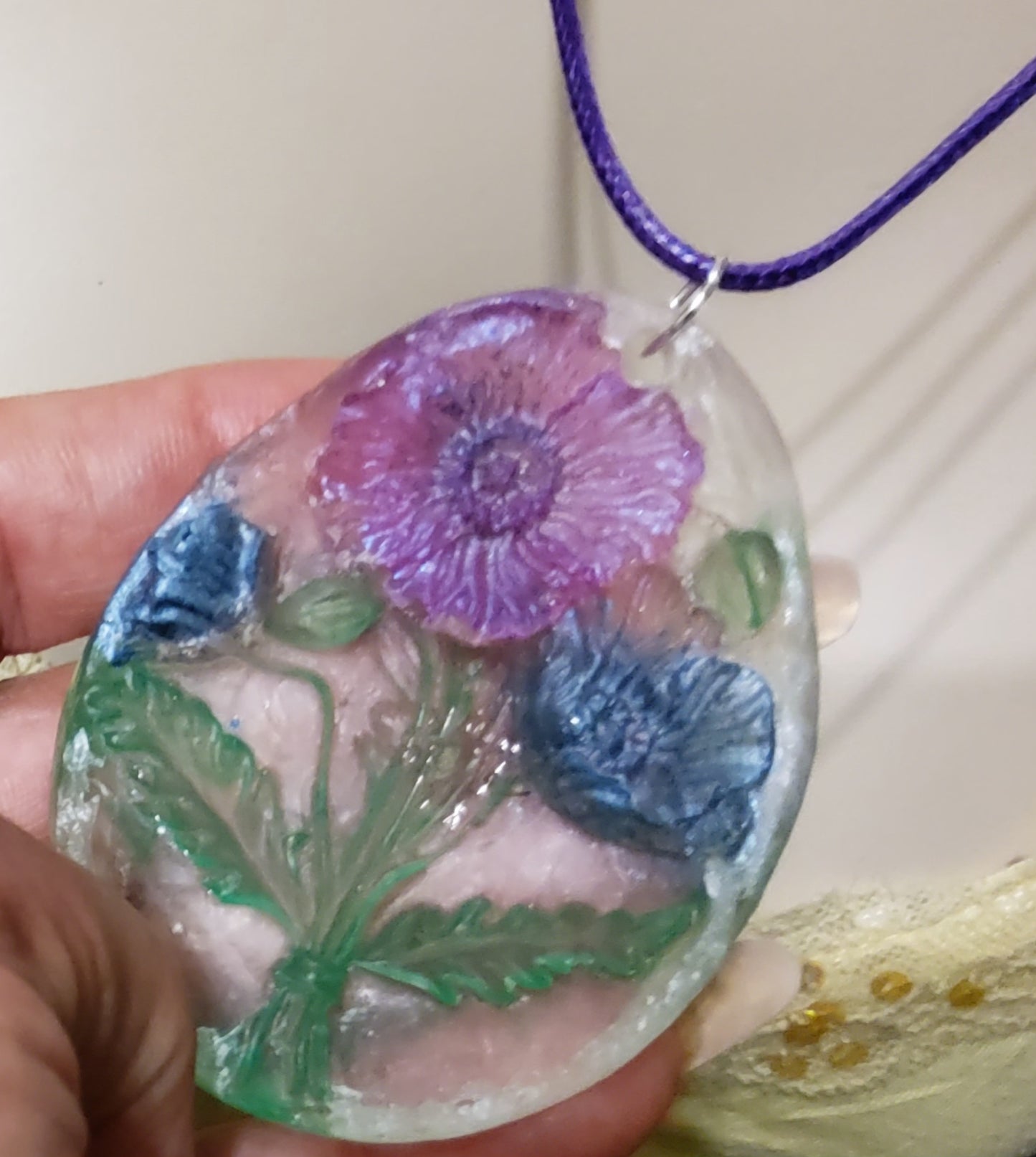 Handmade Resin Floral Pendant Necklace