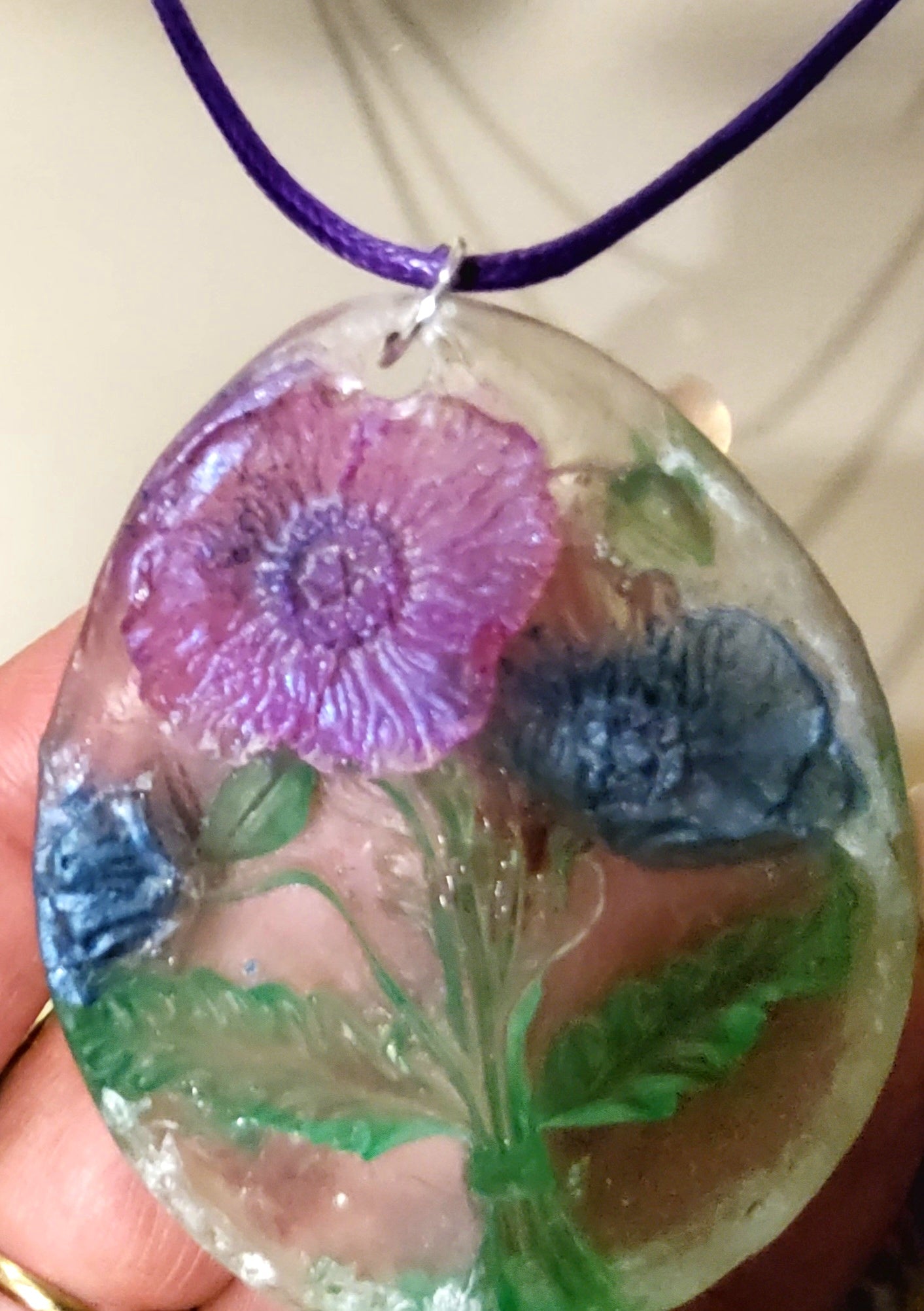 Handmade Resin Floral Pendant Necklace