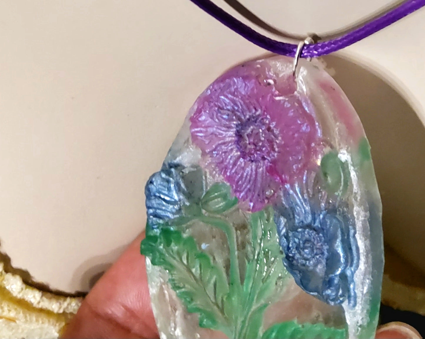 Handmade Resin Floral Pendant Necklace